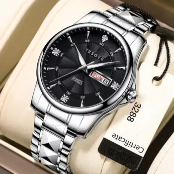 Новинка 2023, мужские кварцевые часы высшего качества, вольфрамовый стальной ремешок, автоматические светящиеся водонепроницаемые мужские наручные часы с датой и неделей