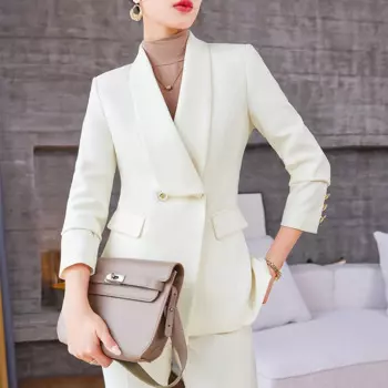 Новинка 2023, осенне-зимний модный повседневный костюм, Официальный женский костюм зеленого, черного, бежевого цвета из двух предметов, Женский костюм с брюками, офисный женский костюм