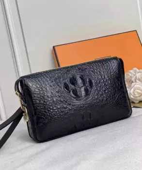 Новинка 2023, роскошный мужской клатч из крокодиловой кожи с черепом и замком, кошелек из натуральной кожи, деловой мужской клатч 45