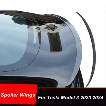 Новинка 2023, спойлер для крышки багажника Tesla Model 3 2024, крылья, матовые глянцевые черные Углеродные цвета, внешние аксессуары из АБС-пластика