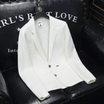 Новинка 2023, Высококачественная Мужская модная красивая трендовая одежда на осень и зиму, модный мужской вязаный костюм, пиджак, блейзеры