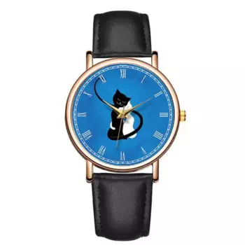 Новинка 2023, женские кварцевые часы с милым принтом кошки, кожаные часы, модные повседневные наручные часы ведущей марки, женские часы