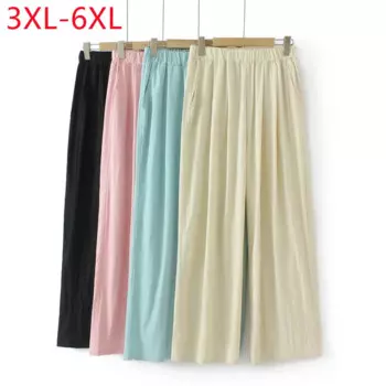 Новинка 2023, женские летние бриджи большого размера, черные брюки 3XL, 4XL, 5XL, 6XL