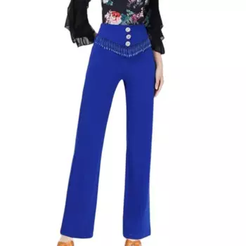 Новинка 2023, Женский костюм для латиноамериканских танцев, танцевальные брюки с жемчужной цепочкой, Яркий Женский костюм для квадратных танцев