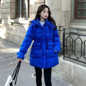 Новинка 2023, женское пуховое хлопковое пальто, зимняя куртка, женская парка средней длины, свободная толстая теплая верхняя одежда, модное пальто с капюшоном