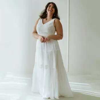 Новинка 2023, женское свадебное платье с V-образным вырезом, шифоновое пляжное платье невесты по индивидуальному заказу, женское платье оверсайз