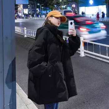 Новинка 2023, зимние пальто, повседневные куртки с подкладкой, женская одежда, корейские свободные толстые зимние куртки, верхняя одежда оверсайз D499