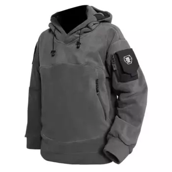 Новинка 2024, американская функциональная флисовая толстовка на молнии с карманами, Мужская Толстая теплая уличная толстовка с капюшоном для осени и зимы