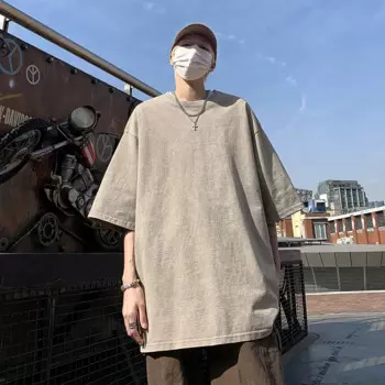 Новинка 2024, американская Тяжелая мужская летняя модная повседневная свободная Спортивная футболка с короткими рукавами