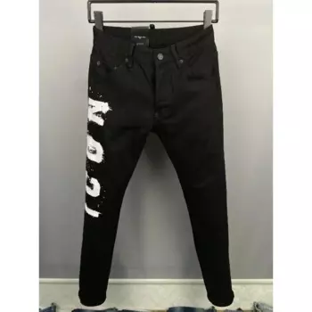 Новинка 2024, черные джинсы скинни, мужские рваные джинсы стрейч на молнии, повседневные мужские джинсы скинни, размеры 28-38, мужские джинсы DSQ2