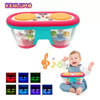 Новинка 2024, детская музыкальная игрушка KENLUMO, детский барабан с зажимом, 12 + месяцев вращения, музыка, сенсорные игрушки, флэш-устройство, Раннее Обучение