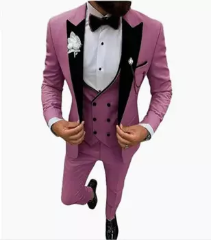 Новинка 2024, дизайнерский мужской костюм, облегающий женский свадебный костюм, смокинг, костюм для мужчин, свадьба, 3 шт. (Блейзер + жилет + брюки)