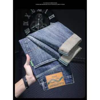 Новинка 2024, джинсы с эффектом потертости в стиле ретро, мужские Модные вышитые универсальные красивые облегающие повседневные длинные брюки большого размера