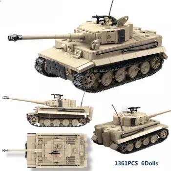 Новинка 2024 г., военное оружие в мире вариарий, Тигр I, Тяжелые строительные блоки, 2 мировая война, кирпичи, игрушки для мальчиков, детские подарки, 1361 шт.