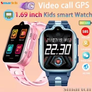Новинка 2024 года, 4G, детские 1,69-дюймовые умные часы, GPS-трекер, SOS HD, видеовызов, сенсорный экран, умные часы, водонепроницаемые детские часы с подсветкой звонка