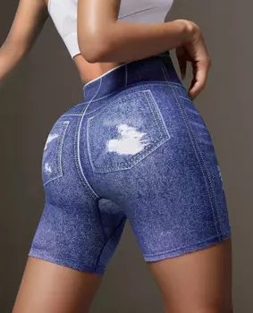 Новинка 2024, модные женские брюки, элегантная пикантная Женская одежда, наряды, джинсовые шорты с высокой талией и принтом