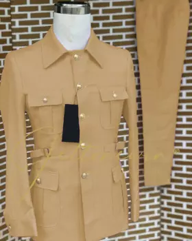 Новинка 2024, модный мужской деловой однотонный костюм в китайском стиле, мужской облегающий Свадебный костюм из 2 предметов, блейзеры и брюки, мужской костюм