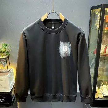 Новинка 2024, мужская осенне-зимняя модная повседневная универсальная уличная высококлассная свободная эластичная футболка с длинными рукавами и принтом