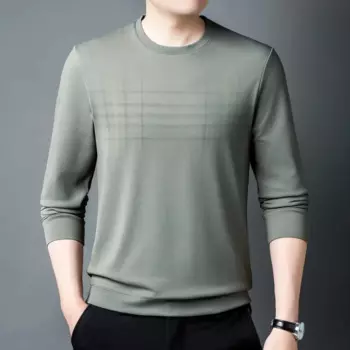 Новинка 2024, мужская повседневная футболка, свитер с длинным рукавом, пуловер с круглым вырезом, топы, мужская одежда