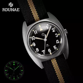 Новинка 2024, мужские спортивные кварцевые часы RDUNAE G10 в стиле ретро, военные часы-авиаторы из нержавеющей стали 316L, светящиеся индивидуальные часы K1 с минеральным стеклом