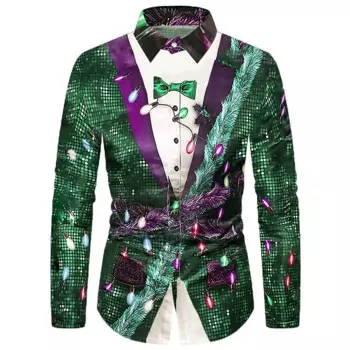 Новинка 2024, мужской новогодний рождественский костюм для четырех сезонов, уличная модная забавная рубашка с 3D принтом и длинным рукавом