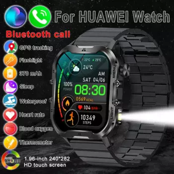 Новинка 2024 оригинальные мужские уличные Смарт-часы Huawei 1,96 дюйма 3ATM водонепроницаемый Компас СВЕТОДИОДНЫЙ Фонарик Bluetooth Смарт-часы