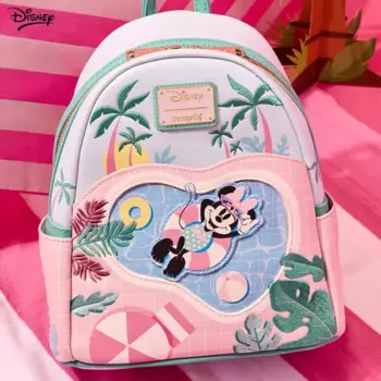 Новинка 2024, оригинальный летний рюкзак для девочек с героями Диснея и мультфильмов Минни, для бассейна, вместительный периферийный рюкзак для девочек