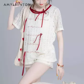 Новинка 2024, Повседневная красная полосатая Милая футболка с длинным рукавом и бантом, дышащая футболка для девочек