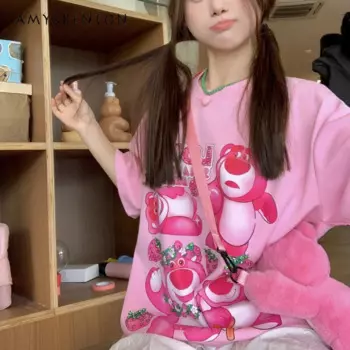 Новинка 2024, Ранняя весна, повседневные футболки в Корейском стиле, модная дизайнерская свободная футболка с коротким рукавом и принтом из бисера