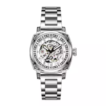 Новинка 2024, роскошные нишевые женские механические часы, полый полностью автоматический механический ремешок для часов, маленький стальной ремешок
