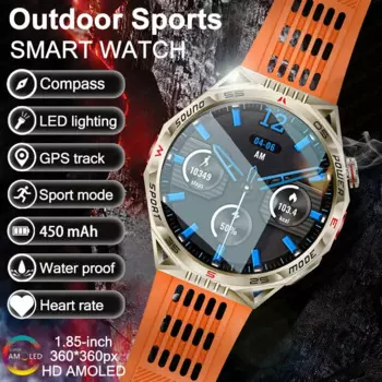 Новинка 2024, смарт-часы Huawei, мужские часы со светодиодной подсветкой, компасом, спортивный фитнес-трекер, часы с Bluetooth, звонки, IP68 Водонепроницаемые Смарт-часы