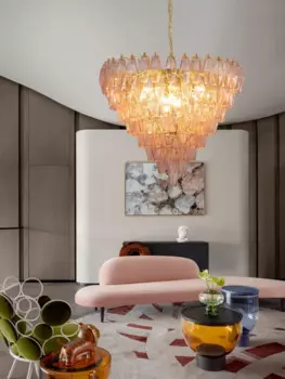 Новинка 2024, современная цветная стеклянная Потолочная люстра с листьями, подвесной светильник для гостиной