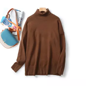 Новинка 2024, стильный женский Повседневный свитер с высоким воротником и напуском