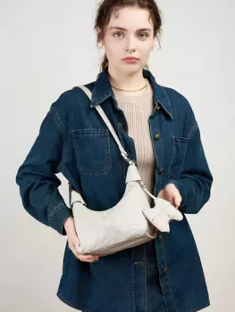 Новинка 2024, трендовая складная сумка через плечо «Все в одном», классическая женская сумка baotou из воловьей кожи, простая однотонная сумка для пельменей