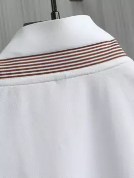 Новинка 2024, Высококачественная Мужская Повседневная шелковая хлопковая Футболка с отворотом, дышащая простая хлопковая Футболка-поло с короткими рукавами и бусинами