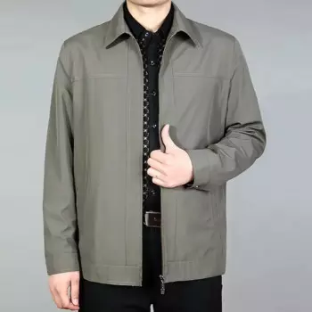 Новинка 2024, весенние мужские куртки для папы среднего возраста, большие размеры, тонкая деловая Повседневная осенняя куртка, пальто для мужчин, мужская верхняя одежда Q674