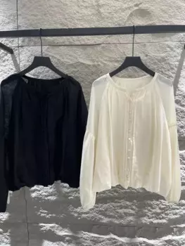 Новинка 2024, женская модная пикантная Повседневная плиссированная рубашка с длинным рукавом