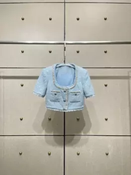 Новинка 2024, женский модный пикантный Повседневный Кардиган с коротким рукавом и U-образным вырезом