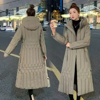 Новинка 2024, зимние длинные парки, водонепроницаемая пуховая куртка с хлопковой подкладкой, женская модная толстая теплая зимняя куртка с капюшоном, женская верхняя одежда T546