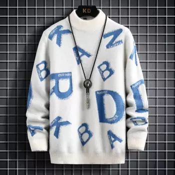 Новинка 2024, зимний роскошный кашемировый свитер с надписью, мужской высококачественный мягкий теплый рождественский пуловер, модный мужской джемпер с высоким воротником