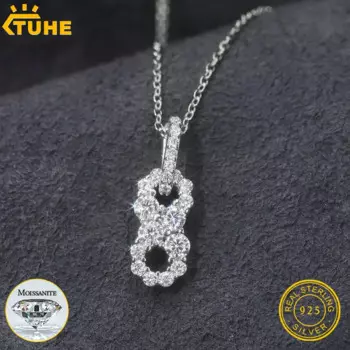 Новинка 925, изящное ожерелье с подвеской, украшенное драгоценным камнем под золото, в стиле хип-хоп