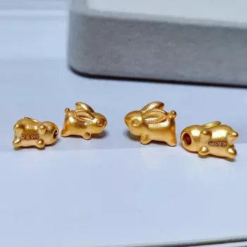 Новинка 999, 24-каратные желтые золотые бусины, 3D золотые бусины в форме китайского зодиака, кролика, 1 шт.