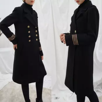 Новинка, черное винтажное Женское зимнее Свободное пальто из смешанной шерсти, топы, элегантный длинный кардиган, куртки, верхняя одежда с длинным рукавом