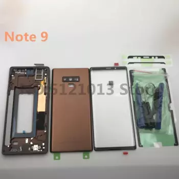 Новинка для Samsung Galaxy NOTE 9 N960 N960F полный корпус чехол задняя крышка передний экран стеклянный объектив + средняя рамка полные части