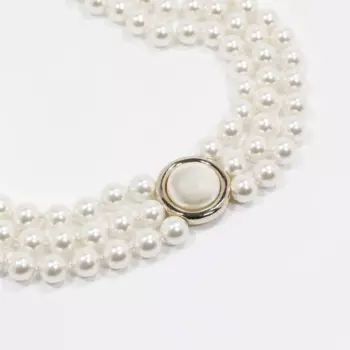 Новинка, европейский и американский бренд высокого класса, женское роскошное ожерелье-чокер с круглой пряжкой и трехслойным жемчугом