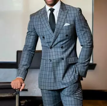 Новинка, классические мужские свадебные смокинги в клетку, двубортный пиджак с лацканами для жениха, одежда для деловых встреч, выпускного вечера, лучший мужской блейзер, костюм из 2 предметов