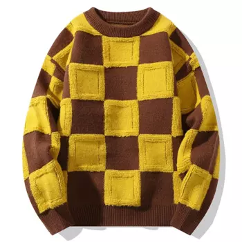 Новинка, клетчатые свитера, Мягкая шерстяная кашемировая трикотажная одежда Y2K, модные пуловеры с круглым вырезом, холодная блузка, модный свитер для мальчиков в Корейском стиле