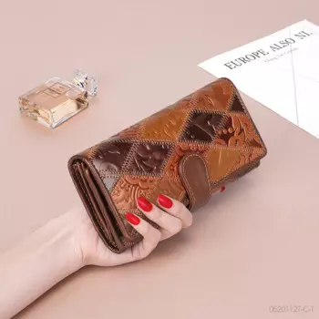 Новинка, кошелек из натуральной кожи, Длинный кошелек для монет, женский модный роскошный кошелек для телефона, сумки для денег, винтажный женский клатч с принтом
