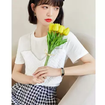 Новинка лета 2023, Европейская станция, искусственная двойка, женская тонкая футболка с коротким рукавом, Топ