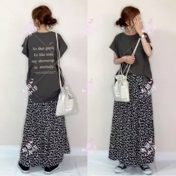 Новинка лета 2023, японская футболка средней длины + свободная юбка, комплект из двух предметов, женские модные повседневные женские костюмы в корейском стиле